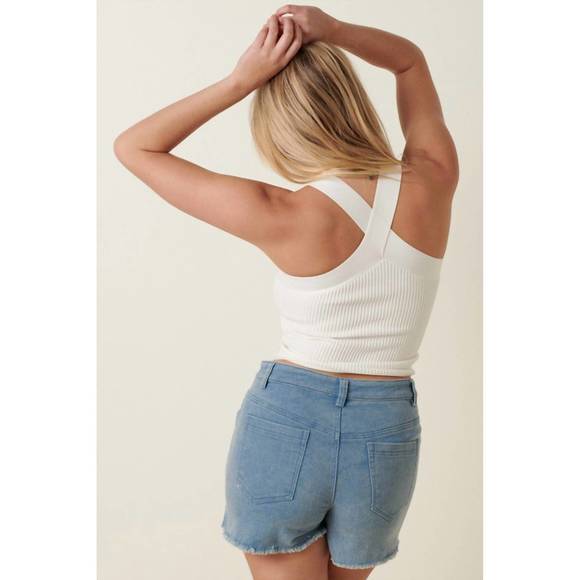 NEW MITTOSHOP cross neck halter top in ivory - Picture 3 of 3